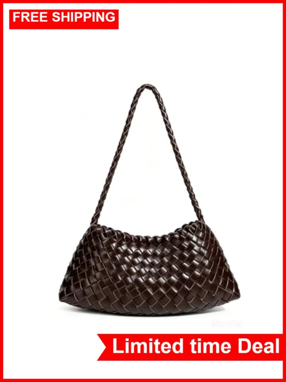Woven Leather Tote Shoulder Bag Handbag Purse for Women Two-in-One Storage